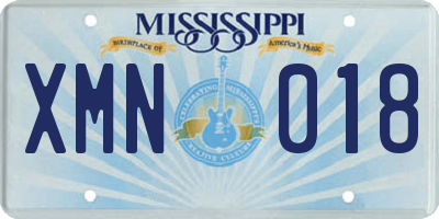 MS license plate XMN018