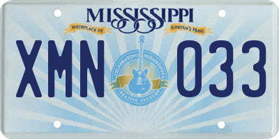 MS license plate XMN033