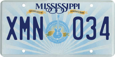 MS license plate XMN034