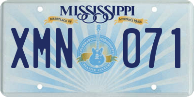 MS license plate XMN071