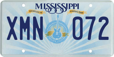 MS license plate XMN072