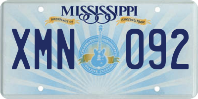 MS license plate XMN092