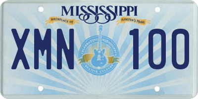 MS license plate XMN100