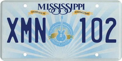 MS license plate XMN102