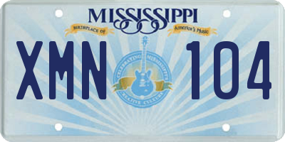 MS license plate XMN104