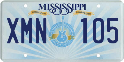 MS license plate XMN105