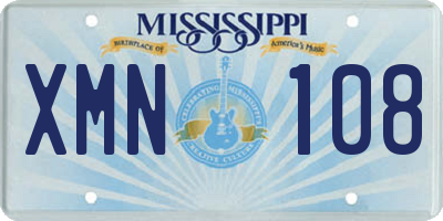 MS license plate XMN108