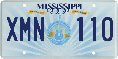MS license plate XMN110
