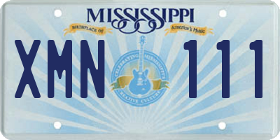 MS license plate XMN111