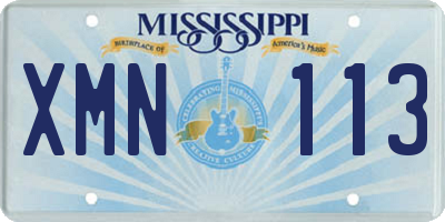 MS license plate XMN113