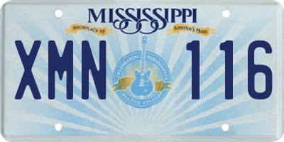 MS license plate XMN116
