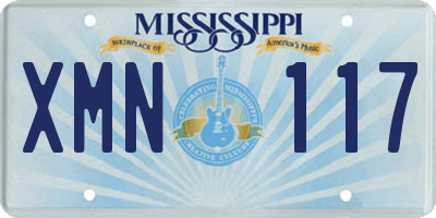 MS license plate XMN117