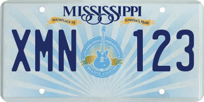 MS license plate XMN123