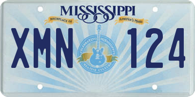 MS license plate XMN124