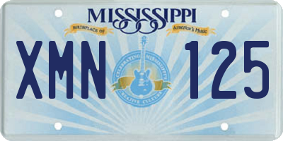 MS license plate XMN125