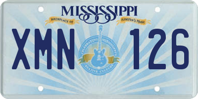 MS license plate XMN126