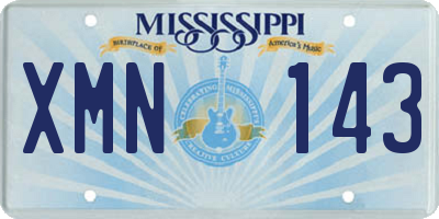 MS license plate XMN143