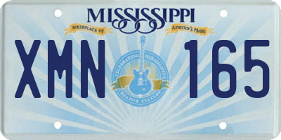 MS license plate XMN165