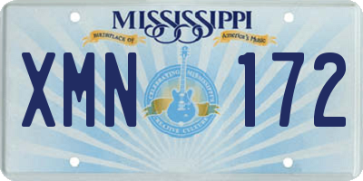 MS license plate XMN172