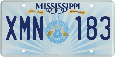MS license plate XMN183