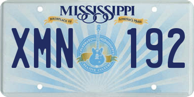 MS license plate XMN192