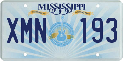 MS license plate XMN193