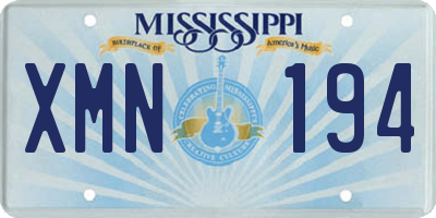 MS license plate XMN194