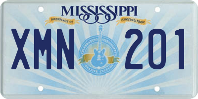 MS license plate XMN201