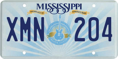 MS license plate XMN204
