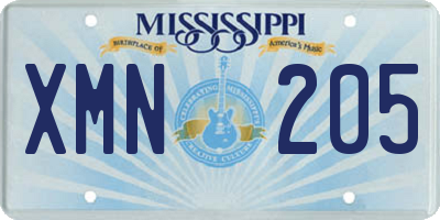 MS license plate XMN205