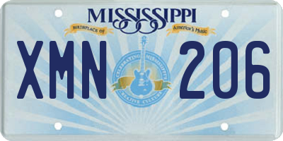 MS license plate XMN206