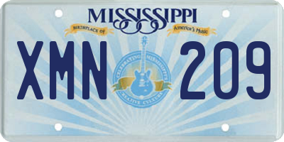 MS license plate XMN209