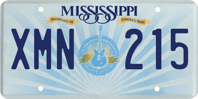MS license plate XMN215
