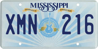 MS license plate XMN216