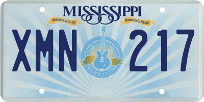 MS license plate XMN217