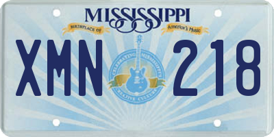 MS license plate XMN218