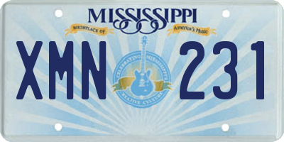 MS license plate XMN231