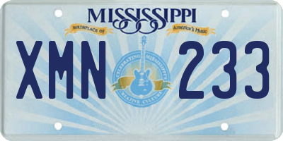 MS license plate XMN233