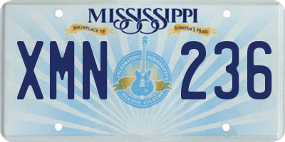MS license plate XMN236
