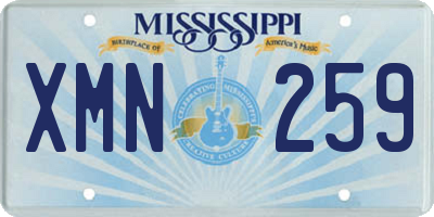 MS license plate XMN259