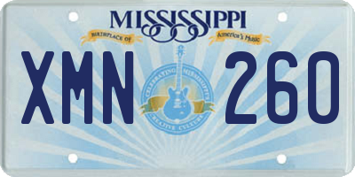 MS license plate XMN260