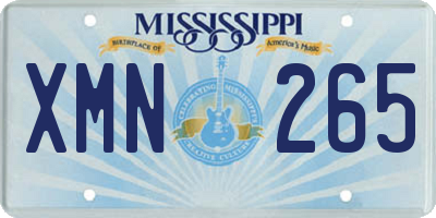 MS license plate XMN265