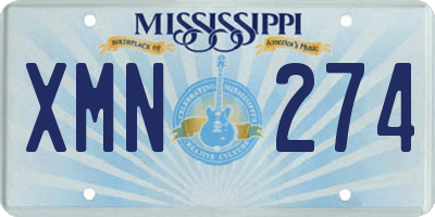 MS license plate XMN274