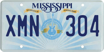 MS license plate XMN304