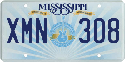 MS license plate XMN308