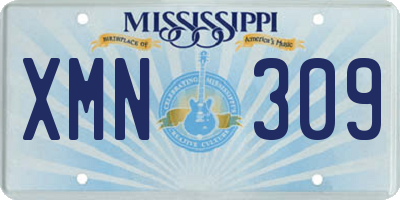 MS license plate XMN309
