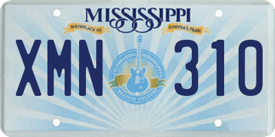 MS license plate XMN310