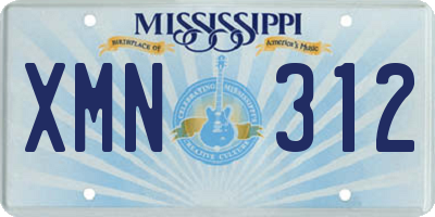 MS license plate XMN312