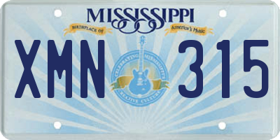 MS license plate XMN315
