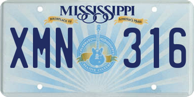 MS license plate XMN316